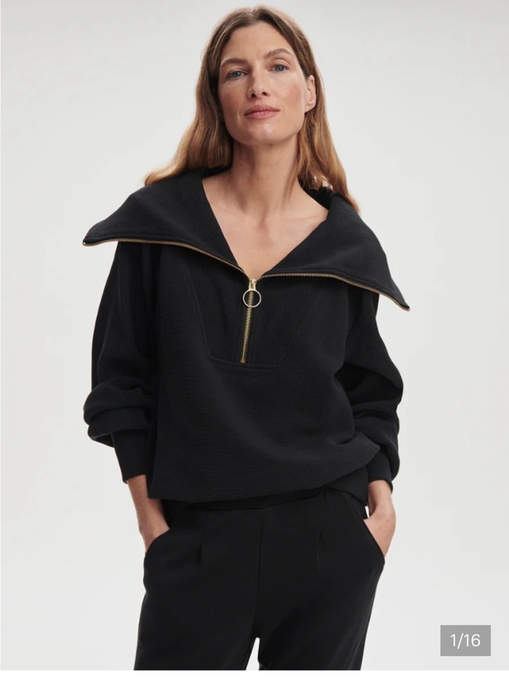 Varley Vine Black Half-Zip Pullover Sweater - Picture 2 of 3